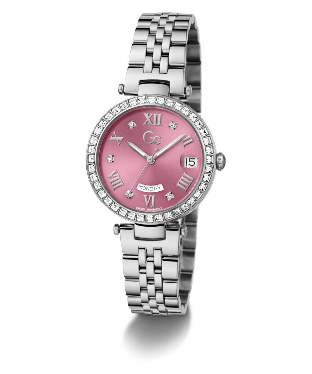 Gc Flair Crystal Pink Round Quartz Women Watch