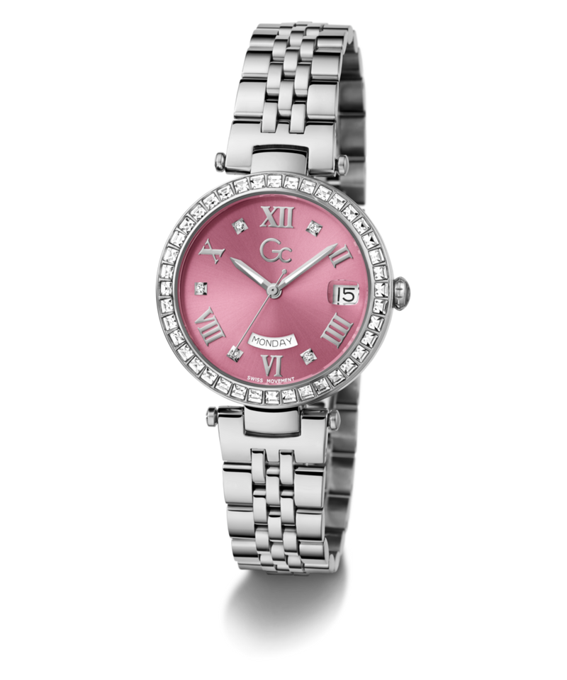 Gc Flair Crystal Pink Round Quartz Women Watch Watch Gc