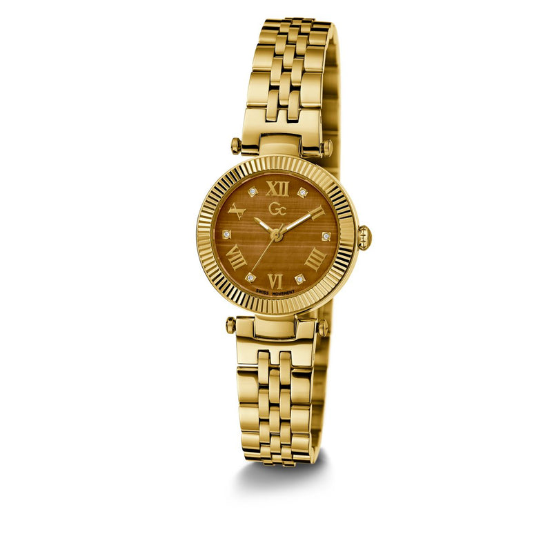 Gc Brown Brown Round Dial Quartz Analog Women Watch - Guess Collection Watch Gc