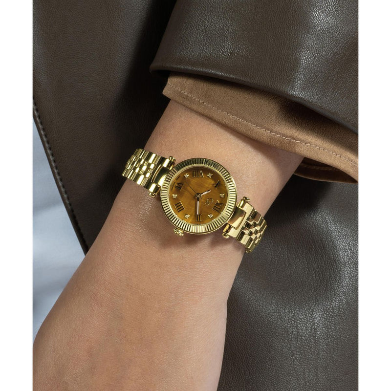 Gc Brown Brown Round Dial Quartz Analog Women Watch - Guess Collection Watch Gc