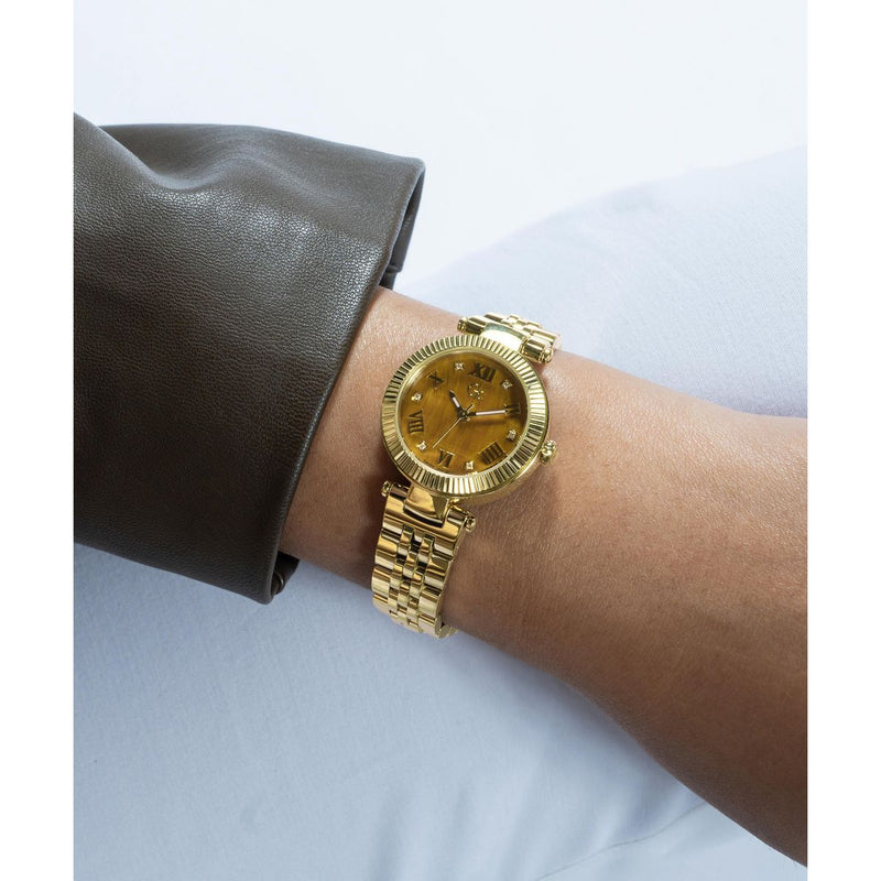 Gc Brown Brown Round Dial Quartz Analog Women Watch - Guess Collection Watch Gc