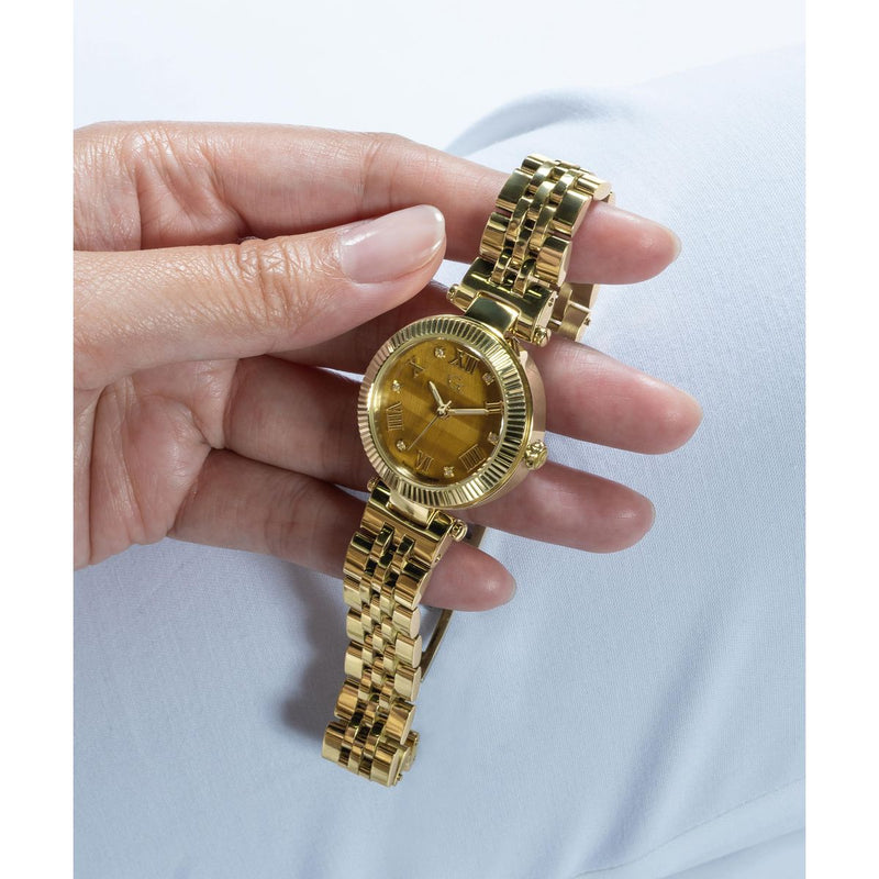 Gc Brown Brown Round Dial Quartz Analog Women Watch - Guess Collection Watch Gc