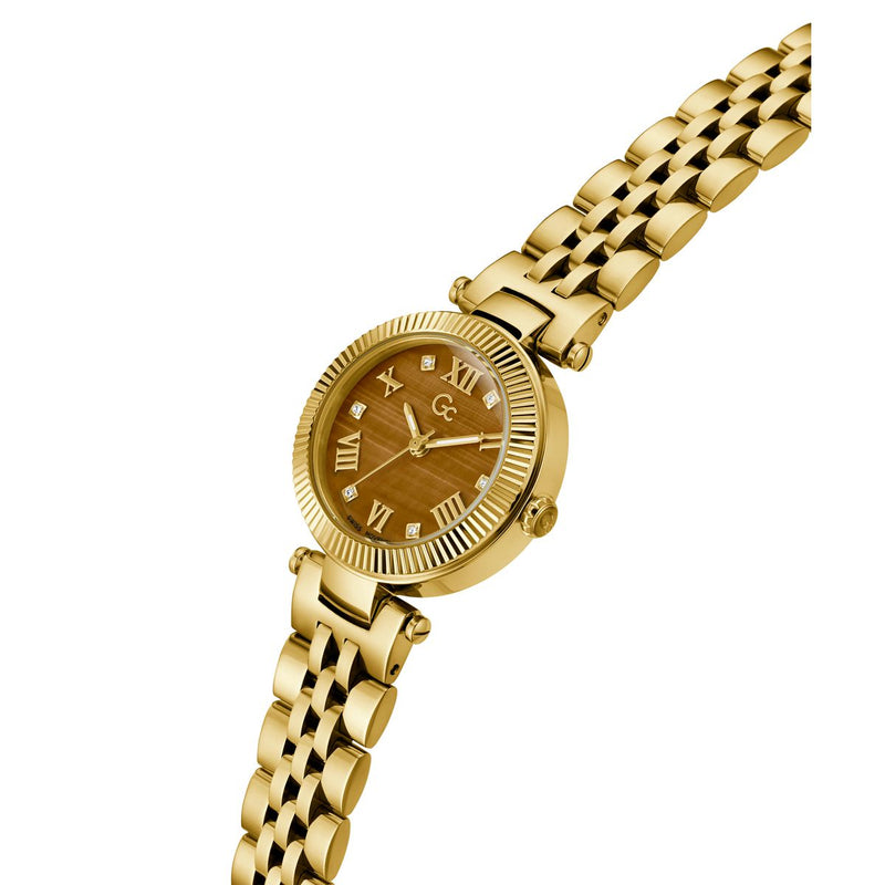Gc Brown Brown Round Dial Quartz Analog Women Watch - Guess Collection Watch Gc