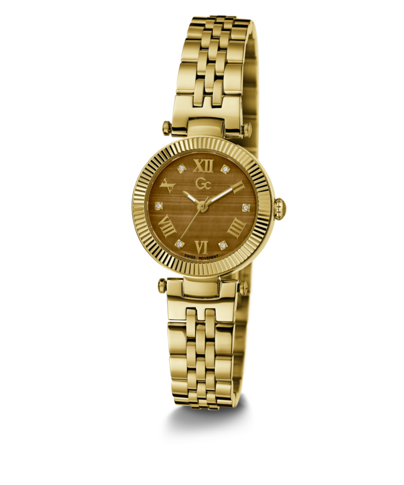 Gc Brown Brown Round Dial Quartz Analog Women Watch - Guess Collection Watch Gc