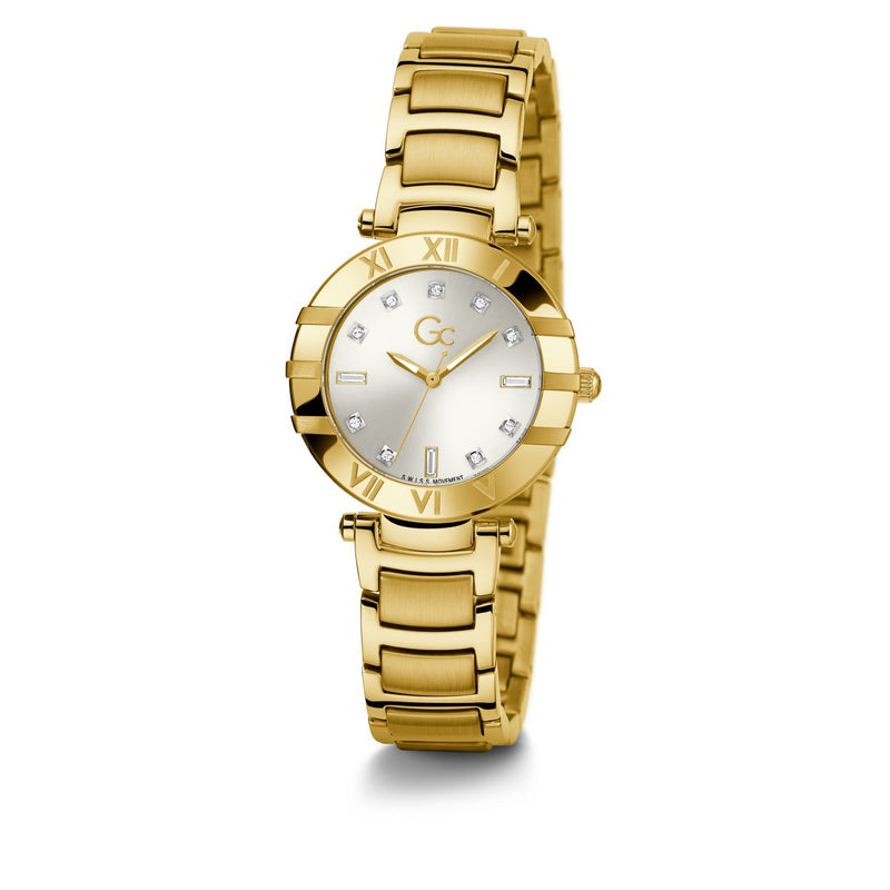 Gc Sport Chic White Round Dial Quartz Analog Women Watch - Guess Collection Watch Gc