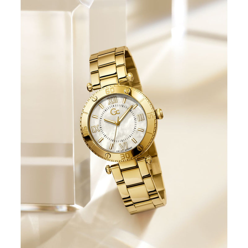 Gc Sport Chic White Round Dial Quartz Analog Women Watch - Guess Collection Watch Gc
