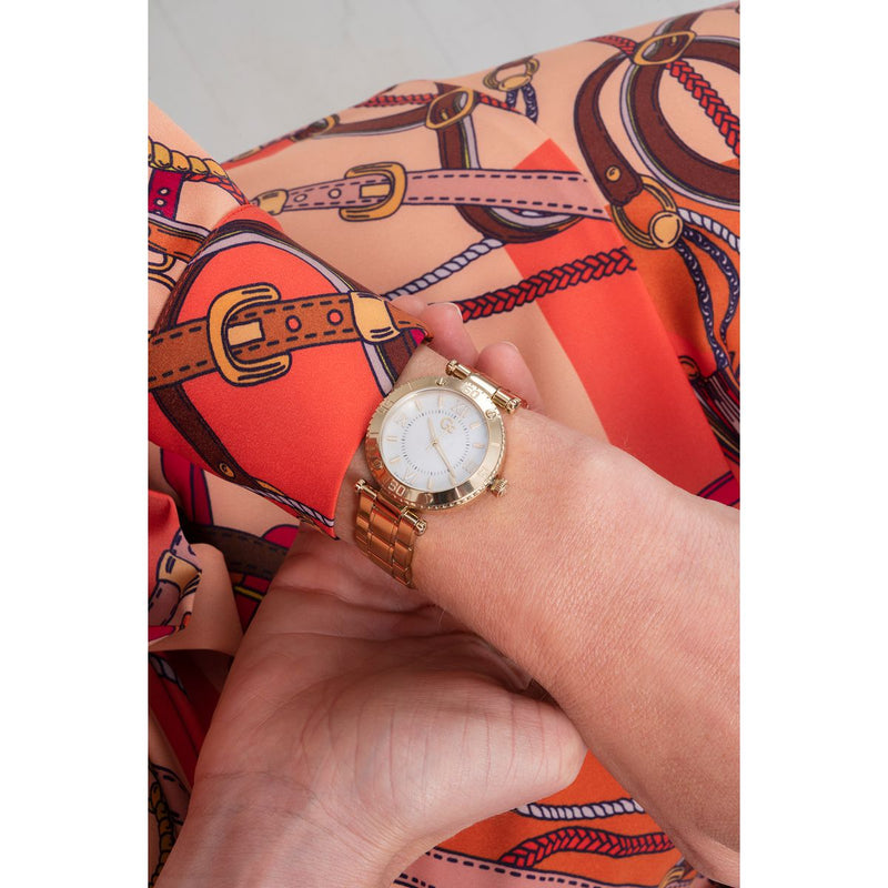 Gc Sport Chic White Round Dial Quartz Analog Women Watch - Guess Collection Watch Gc