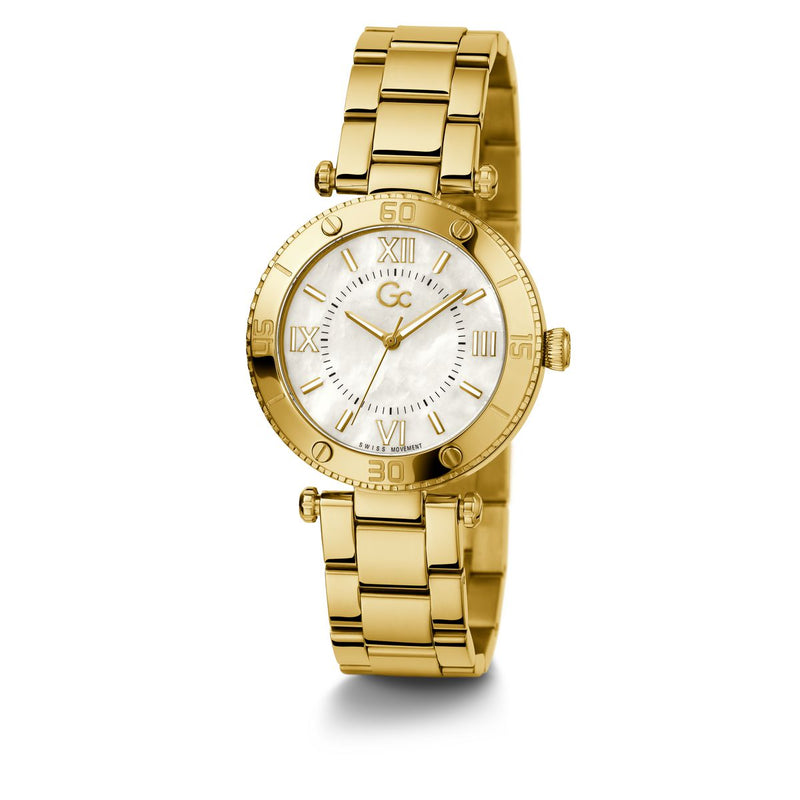 Gc Sport Chic White Round Dial Quartz Analog Women Watch - Guess Collection Watch Gc