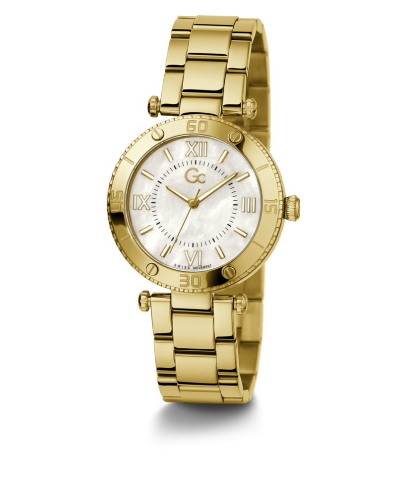 Gc Sport Chic White Round Dial Quartz Analog Women Watch - Guess Collection Watch Gc