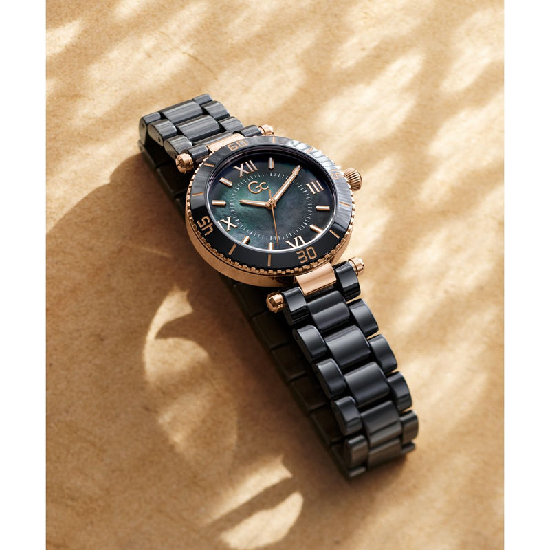 Gc Sport Chic Black Round Dial Quartz Analog Women Watch - Guess Collection Watch Gc