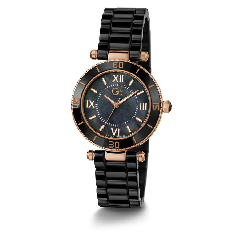 Gc Sport Chic Black Round Dial Quartz Analog Women Watch - Guess Collection Watch Gc