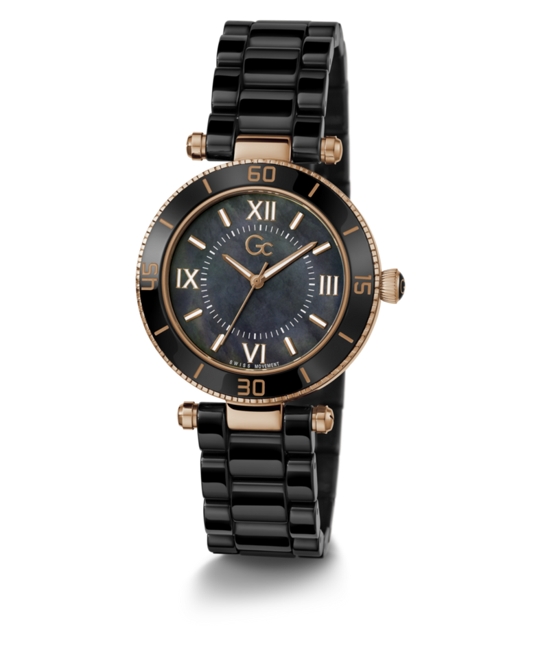 Gc Sport Chic Black Round Dial Quartz Analog Women Watch - Guess Collection Watch Gc