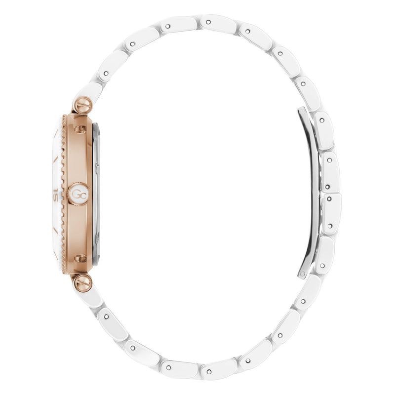 Gc Sport Chic White Round Dial Quartz Analog Women Watch - Guess Collection Watch Gc