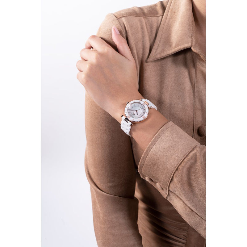 Gc Sport Chic White Round Dial Quartz Analog Women Watch - Guess Collection Watch Gc