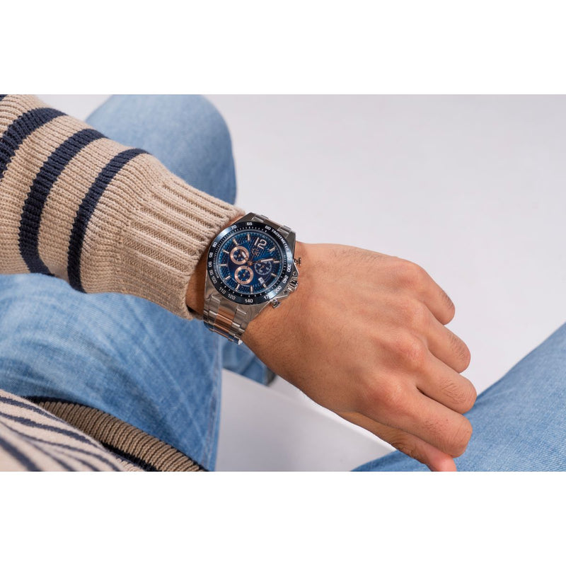 Gc Sport Chic Blue Round Dial Quartz Men Watch - Guess Collection Watch Gc