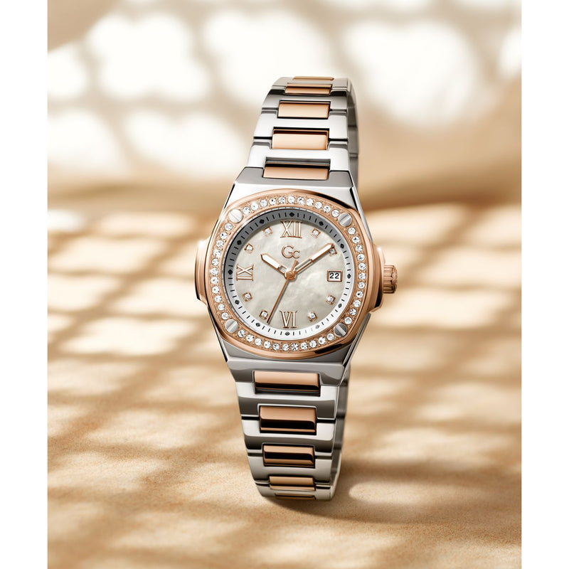 Gc Sport Chic White Round Dial Quartz Women Watch - Guess Collection Watch Gc