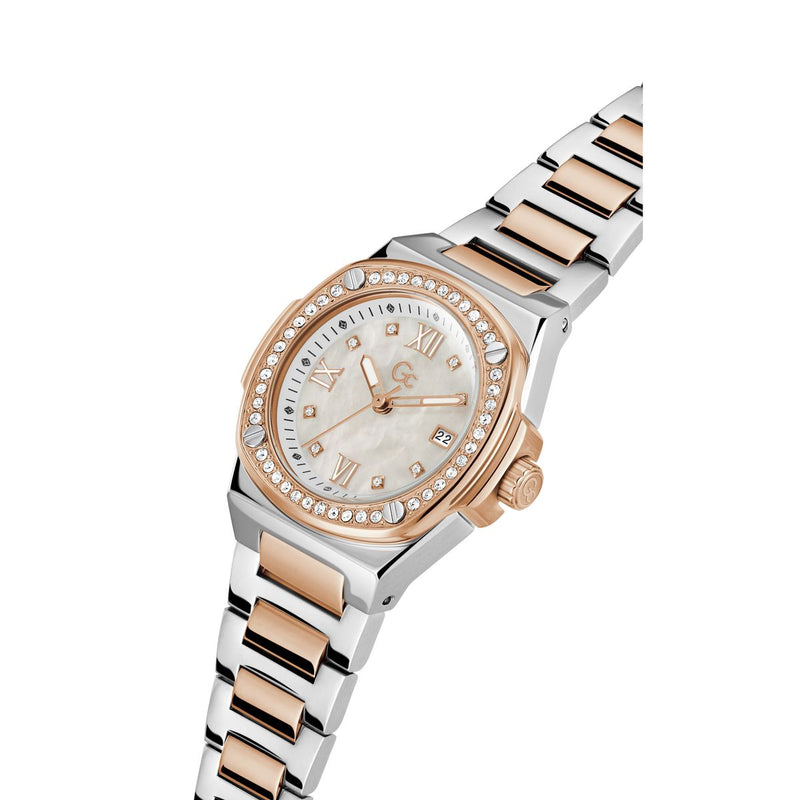 Gc Sport Chic White Round Dial Quartz Women Watch - Guess Collection Watch Gc
