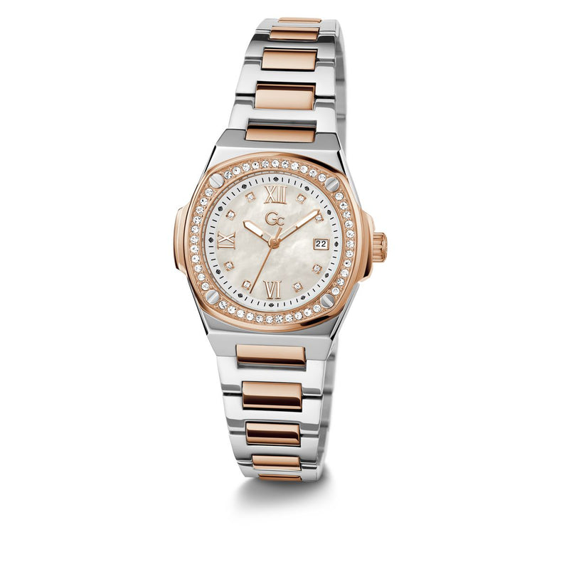 Gc Sport Chic White Round Dial Quartz Women Watch - Guess Collection Watch Gc