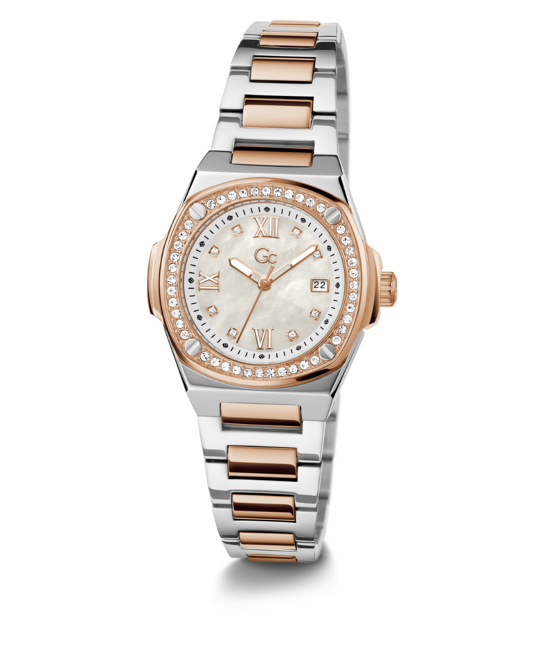 Gc Sport Chic White Round Dial Quartz Women Watch - Guess Collection Watch Gc
