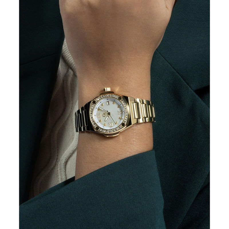 Gc White Coussin Round Dial Quartz Analog Women Watch - Guess Collection Watch Gc