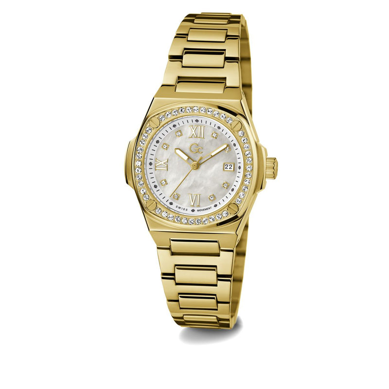 Gc White Coussin Round Dial Quartz Analog Women Watch - Guess Collection Watch Gc