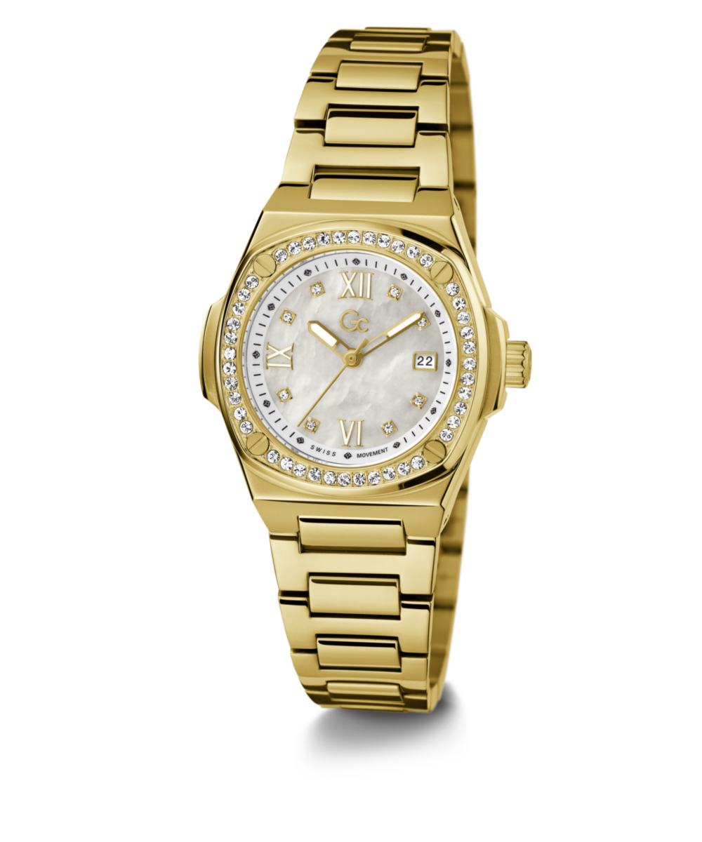 Gc White Coussin Round Dial Quartz Analog Women Watch - Guess Collection