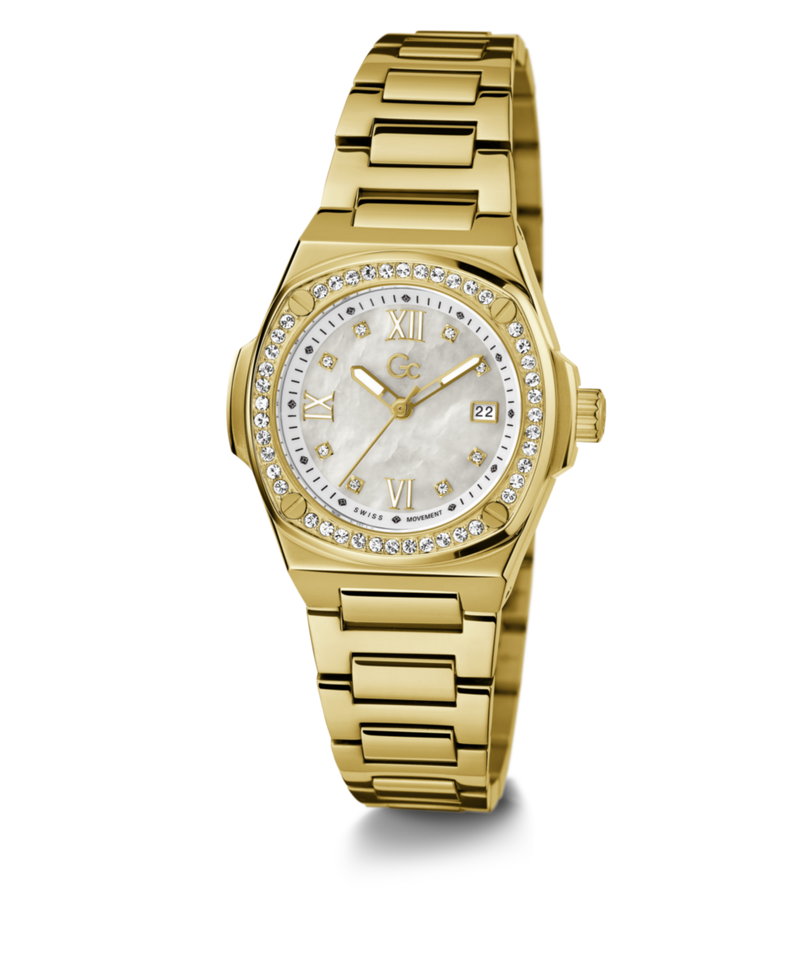 Gc White Coussin Round Dial Quartz Analog Women Watch - Guess Collection Watch Gc