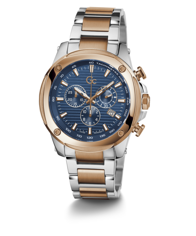 Gc Sport Chic Blue Round Dial Quartz Men Watch - Guess Collection Watch Gc