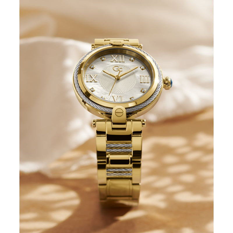 Gc Sport Chic White Round Dial Quartz Analog Women Watch - Guess Collection Watch Gc