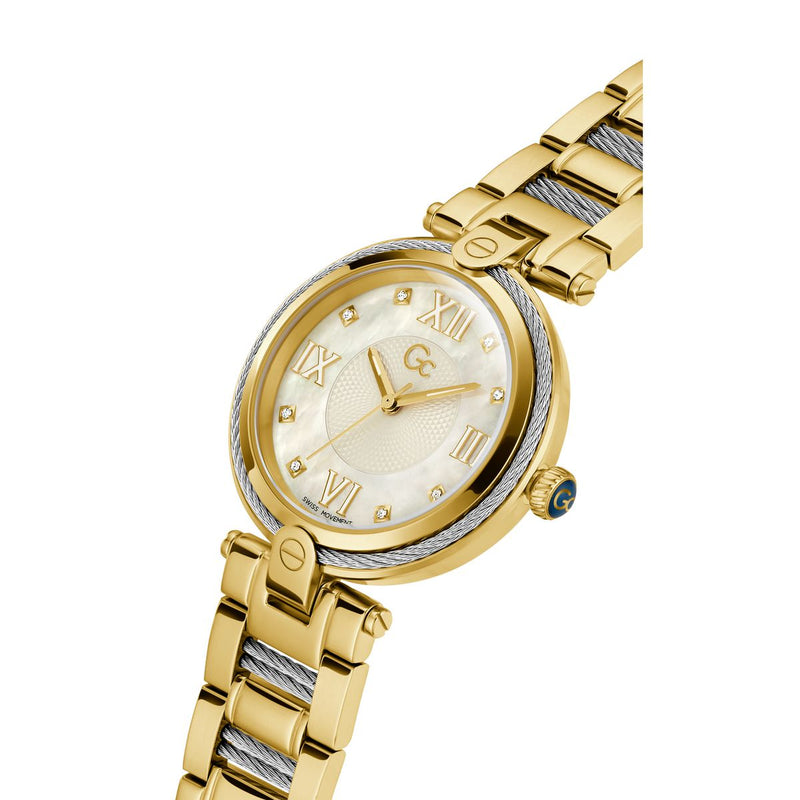 Gc Sport Chic White Round Dial Quartz Analog Women Watch - Guess Collection Watch Gc