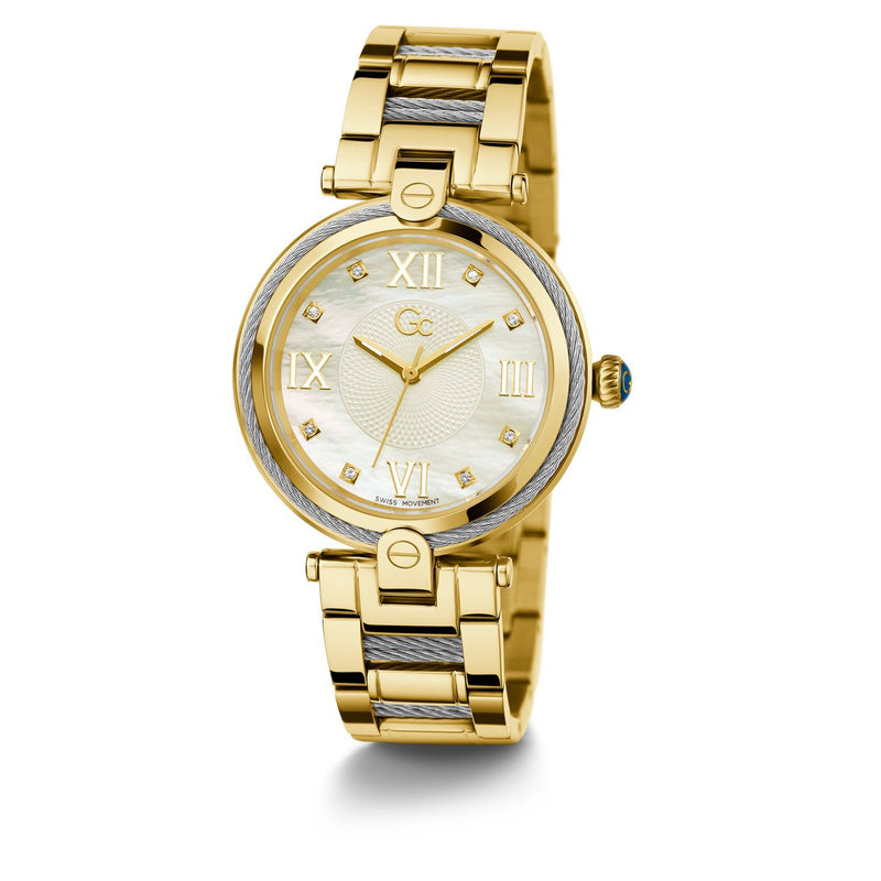 Gc Sport Chic White Round Dial Quartz Analog Women Watch - Guess Collection Watch Gc