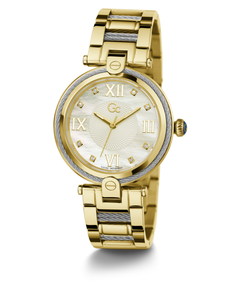Gc Sport Chic White Round Dial Quartz Analog Women Watch - Guess Collection Watch Gc