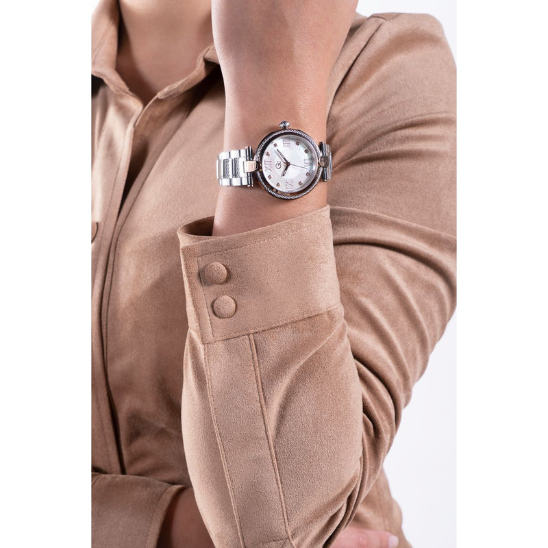 Gc Sport Chic White Round Dial Quartz Analog Women Watch - Guess Collection Watch Gc
