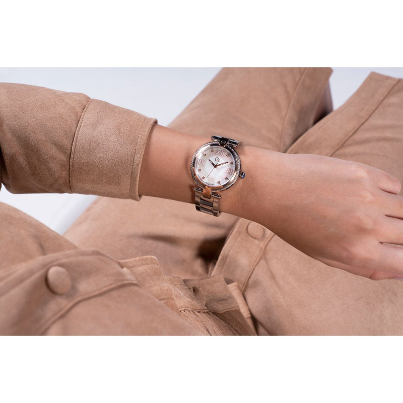 Gc Sport Chic White Round Dial Quartz Analog Women Watch - Guess Collection Watch Gc