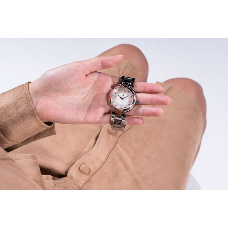 Gc Sport Chic White Round Dial Quartz Analog Women Watch - Guess Collection Watch Gc