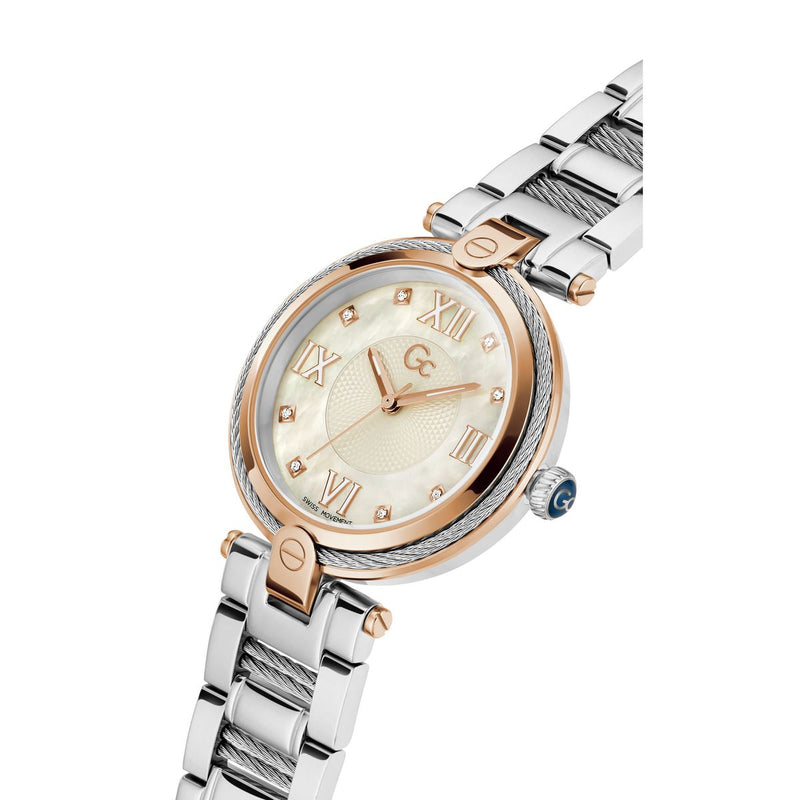 Gc Sport Chic White Round Dial Quartz Analog Women Watch - Guess Collection Watch Gc