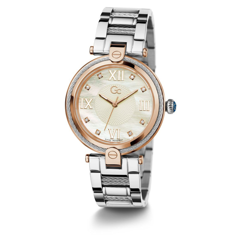 Gc Sport Chic White Round Dial Quartz Analog Women Watch - Guess Collection Watch Gc