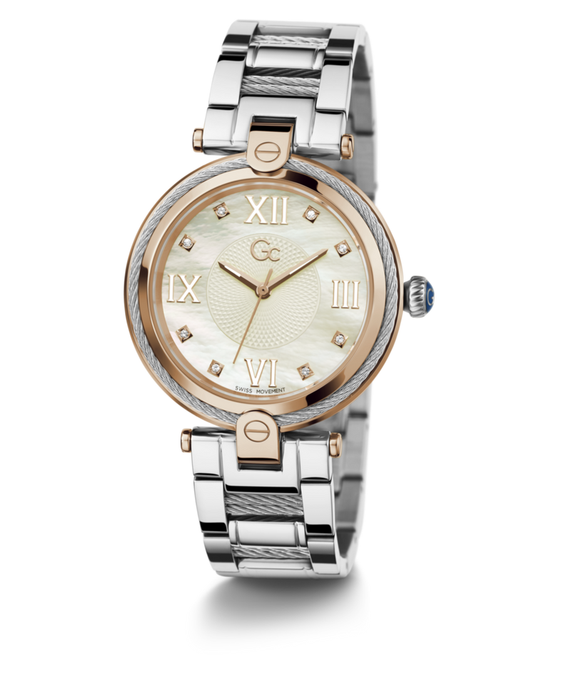 Gc Sport Chic White Round Dial Quartz Analog Women Watch - Guess Collection Watch Gc