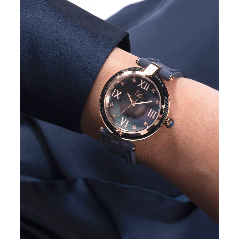 Gc Sport Chic Blue Round Dial Quartz Analog Women Watch - Guess Collection Watch Gc