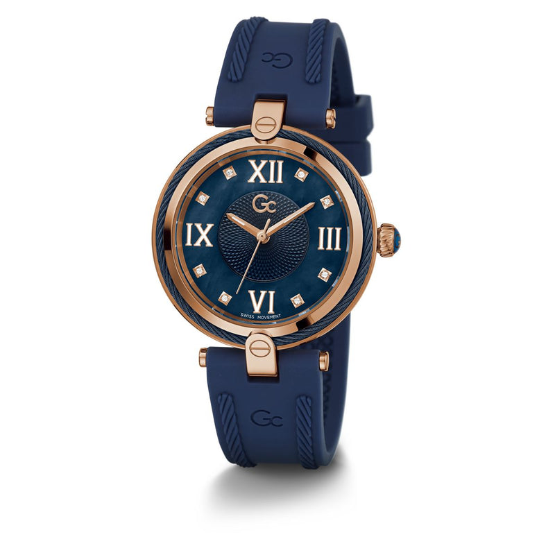 Gc Sport Chic Blue Round Dial Quartz Analog Women Watch - Guess Collection Watch Gc