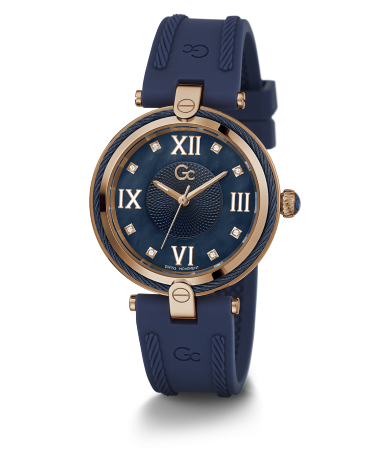 Gc Sport Chic Blue Round Dial Quartz Analog Women Watch - Guess Collection Watch Gc
