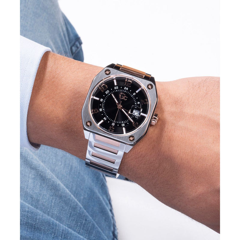 Gc Black Square Dial Quartz Analog Men Watch - Guess Collection Watch Gc