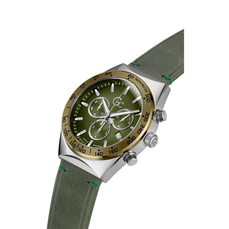 Gc Sport Chic Green Round Dial Quartz Men Watch - Guess Collection Watch Gc