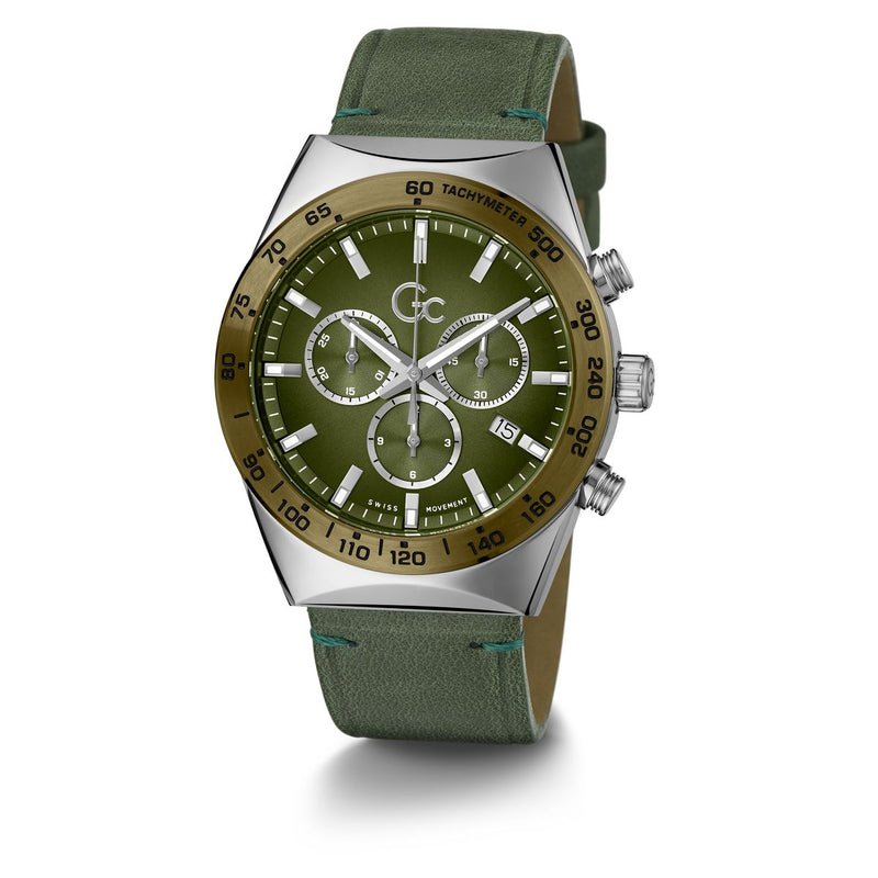 Gc Sport Chic Green Round Dial Quartz Men Watch - Guess Collection Watch Gc