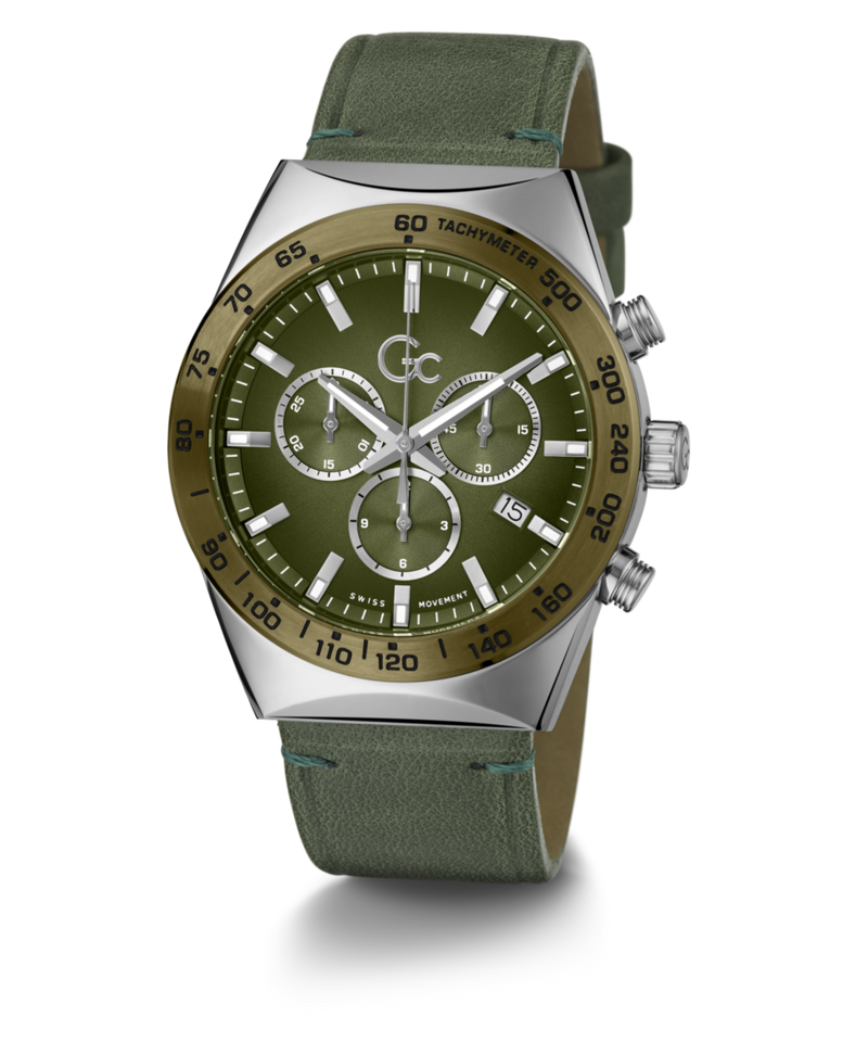 Gc Sport Chic Green Round Dial Quartz Men Watch - Guess Collection Watch Gc