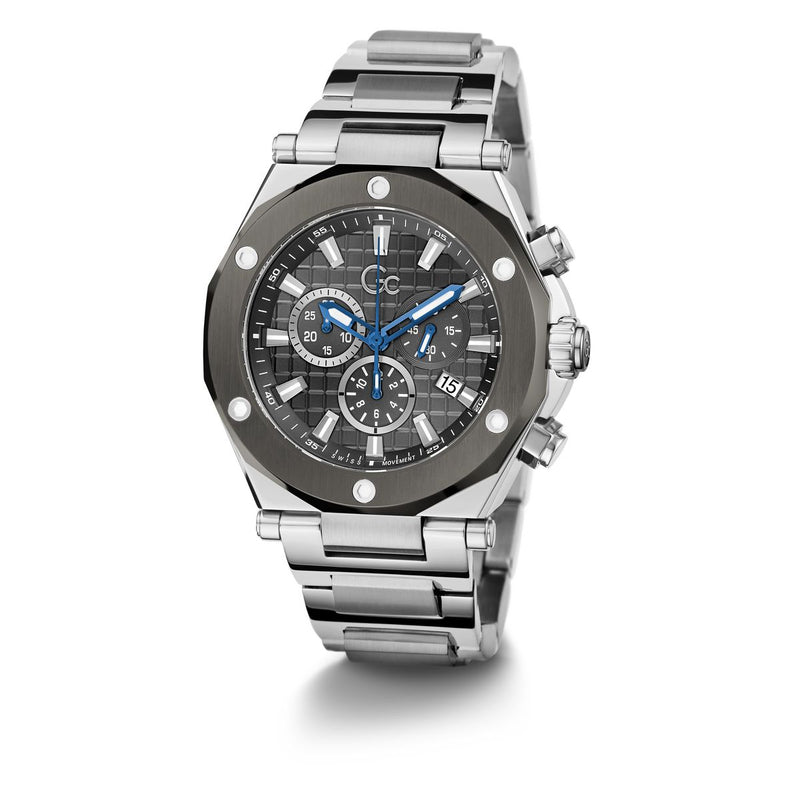 Gc Sport Chic Grey Round Dial Quartz Men Watch - Guess Collection Watch Gc