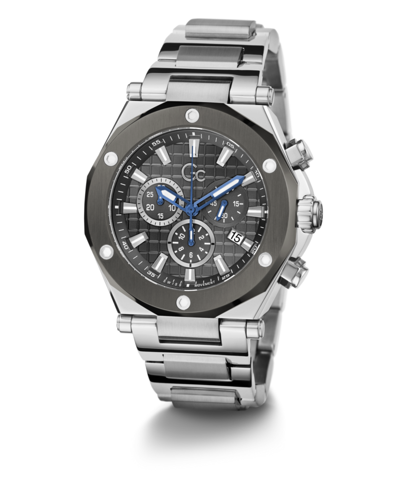 Gc Sport Chic Grey Round Dial Quartz Men Watch - Guess Collection Watch Gc