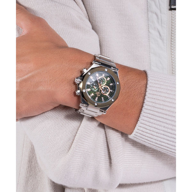 Gc Green Dial Round Case Quartz Analog Men Watch - Guess Collection Watch Gc