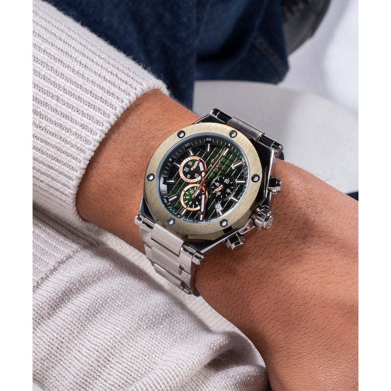 Gc Green Dial Round Case Quartz Analog Men Watch - Guess Collection Watch Gc