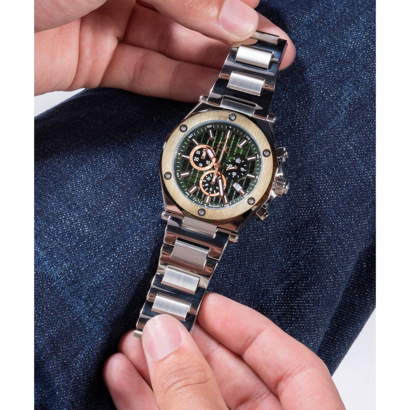 Gc Green Dial Round Case Quartz Analog Men Watch - Guess Collection Watch Gc